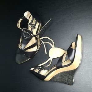 Pilar Abril black wedge sandal size 8.5